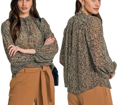 Chiffon bluse schlangendruck - chiffon,