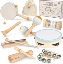 Kinder Musikinstrumente Set Holz Trommel Maracas Rasseln Musikspielzeug