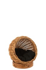 Katzenkorb+Kissen Rund Rattan