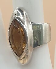 Opulenter Natürlicher Citrin Echt-Silber Ring Größe 55 (17,5 mm Ø)
