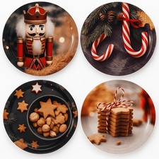 Weihnachtsteller 4 Set Plätzchenteller Keksteller Metall Dekoteller Plätzchen