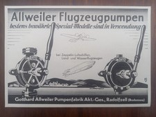 Allweiler Pumpenfabrik, Flugzeugpumpe, Radolfzell, Werbung advert, 1938