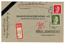 Brief Einschreiben Jena 1 Siemens Schuckert Werke Berlin 1943