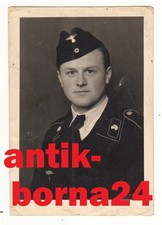 Portrait Foto WH Soldat Panzer Tank Crew Besatzung Schiffchen Metall Adler #244