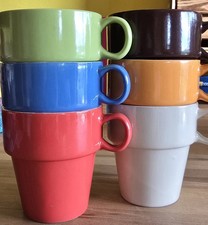 6er-Set bunte Tassen, unbenutzt