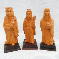 Alte AsiatikaDrei Sterne des Glücks Chinesische Hausgötter Fu Lu Shou geschnitzt