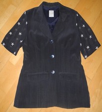 Damen Blazer blau OTTO KERN Jacke KURZARM Gehrock STERNE 100 % SEIDE 36 38 S M