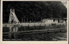 Walsrode Niedersachsen AK ~1930/40 Freibad Schwimmbad Personen Wasser Rutsche