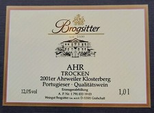 Weinetikett 2001er Portugieser Trocken Qualitätswein Brogsitter AHR 