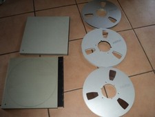 3 x REVOX Metalltonbandspulen 26,5 cm (2x leer und 1 x mit besp. Band) + 2 Schub