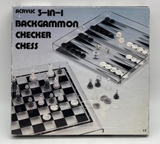 3-in-1 Schach Backgammon Checker - aus Acrylglas
