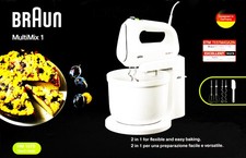 Braun Handmixer-Set MultiMix1 400W Automatikantrieb Schüssel 3L weiß HM1070WH 