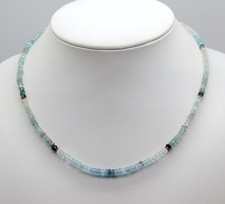 Aquamarin Kette Farbverlauf facettierte Collier vergoldet 925 Silber ca.46 cm