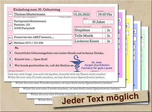 Einladungskarten arztrezept - einladungskarten,