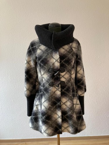 Wollmantel schwarz weiß - wollmantel,,
