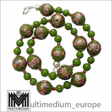 Vtg Murano Glas Kette Halskette Grün glass necklace millefiori