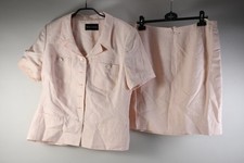 Q34T32- Vintage Rena Lange Damen Sommer Zweiteiler rosa weiß Größe 44