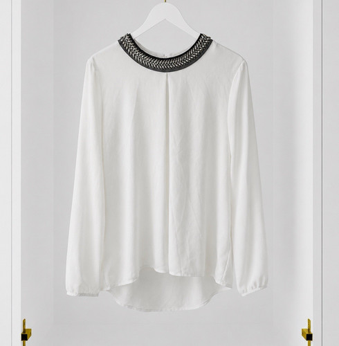 Damen bluse langarm rundhals - langarm,
