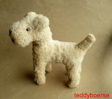 alter Hund Terrier  weiß Sealyham  Stoffhund Wollplüsch •  20 cm