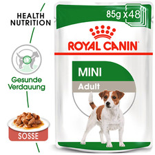 ROYAL CANIN Hundefutter Mini Adult Nassfutter für kleine Hunde in Sauce 48 x 85g