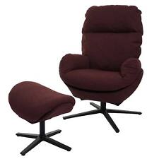 B-Ware Relaxsessel + Hocker MCW-L12, drehbar, Metall Stoff/Textil bordeaux