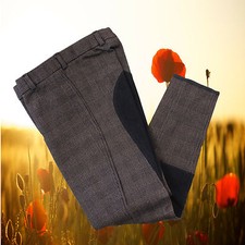 Easy Rider Kinder Reithose Nikita Vollbesatz, kariert schwarz-braun