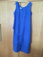 B ~ Etuikleid Kleid Lagenlook mittelblau blau Viscose/Leinen Neu ohne E. Gr. 38