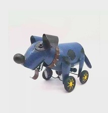 Metal Dog On Wheels Sculpture
