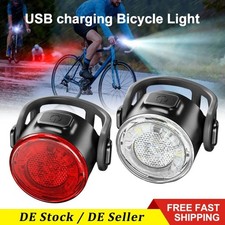 Neu LED Fahrradlampe Set USB Akku Radlicht Fahrradlicht Vorne & Hinten Lampe 