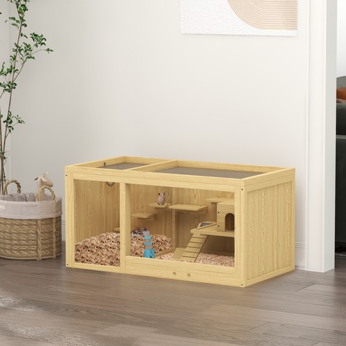 Pawhut hamsterkäfig aus holz - hamsterkäfig,