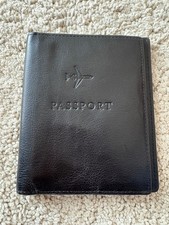 FOSSIL Passport Etui 100% Leder Tasche Mäppchen Schwarz RFID-sicher ✅Top Zustand