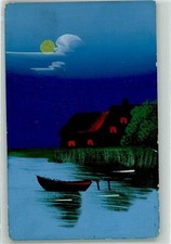 10637665 - handgemalt MMB Nr 429 Mondschein Wohnhaus Ruderboot