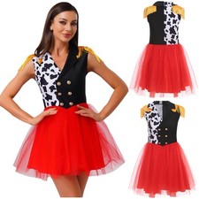 DE Damen Kleid Karneval Cosplay Seiltänzerin Kostüm Harlekin Outfits Sexy Trapez