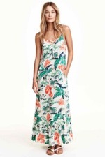 H&M Sommerkleid Maxikleid Ausverkauft Palmen & Hibiskus-Print Gr L / M