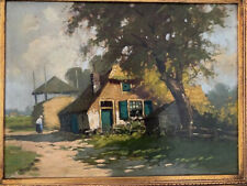 GEMÄLDE NIEDERLÄNDISCHE SCHULE "Hoef met hooimijt", HANDSIGNIERT, schöne Arbeit