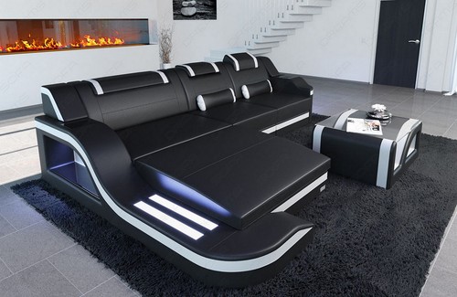 Ledercouch palermo form led - l,