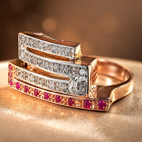 Luxus ring 375 roségold 925 - ring,