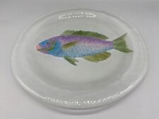GROSSER TELLER AUS GLAS MIT FISCH DEKOR 28cm DURCHMESSER