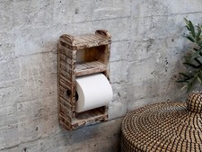 Toilettenpapierhalter Holz Unikat Toilettenpapierständer Retro Weiß Ziegelform