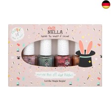 Miss Nella magische Sammlung Glitzer Nagellack 4er Set: rosa, rot Gold &
