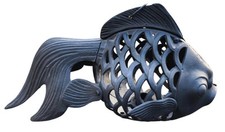 Vintage Gusseisen Fisch Kerzenhalter Hängende Gartenlaterne Top 