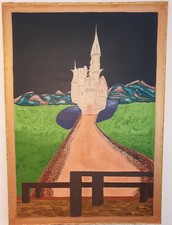 140x100 Schloss Burg Acrylbild, Fantasie Kunst Handgemalt Leinwand Unikat 