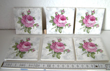 Kacheln mit Deko Rose 6x mit Klebefolie an Rückseite (806)