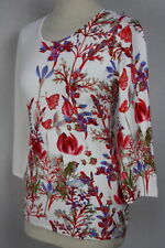 Damen Pullover Oberteil Pulli bunt Blumen Glitzer Viskose OVANTI Gr.38,40