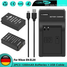 2× EN-EL20 EN-EL20a Akku + Ladegerät Für Nikon 1 J1 J2 J3 V3 Coolpix A P100 P950