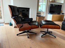 Vitra Original Eames Lounge Chair XL mit Ottoman, Palisander mit Leder Schwarz
