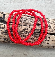 3-teiliges Armband Set Perlenarmband BoHo Ethno Surfer Glasperlen rot 19cm NEU