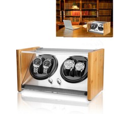 Für 4 Uhren Uhrenbeweger Watch Winder Uhrenbeweger aus Bambusholz und Metall DE