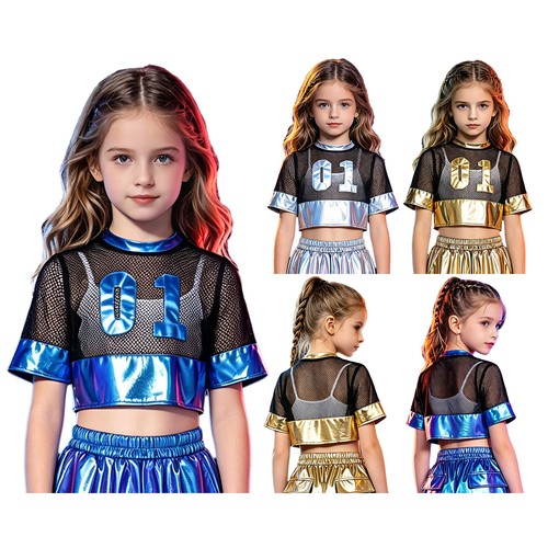 Mädchen crop top netz hemd - netz,