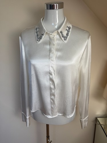 Zara satin effekt bluse - zara, ecru